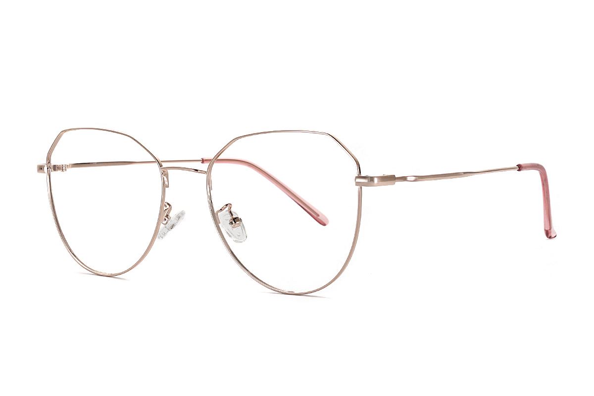 棱角玫瑰色眼鏡 F61006-C21